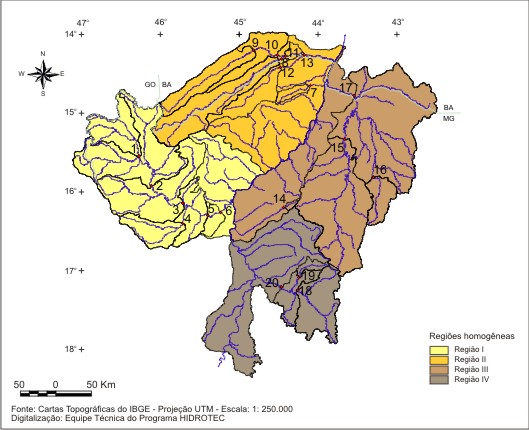 Figura 1- Localizao das sub-bacias estudadas na regio do Alto e Mdio So Francisco em Minas Gerais