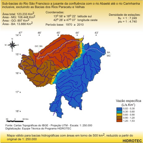 Figura 2 - Mapa da vazo especfica mnima de 7 dias de durao e perodo de retorno de 10 anos