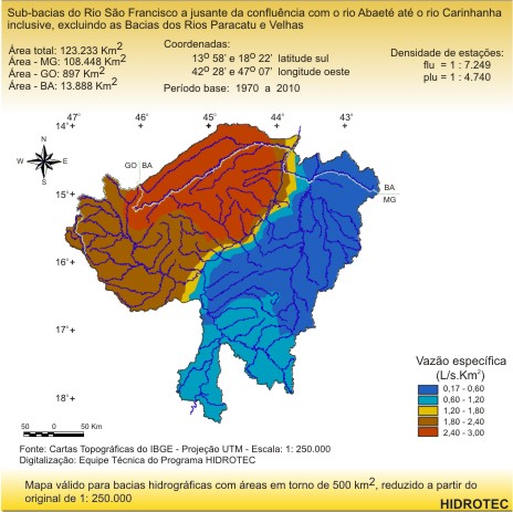 Figura 3 - Mapa da vazo de 95% da curva de permanncia