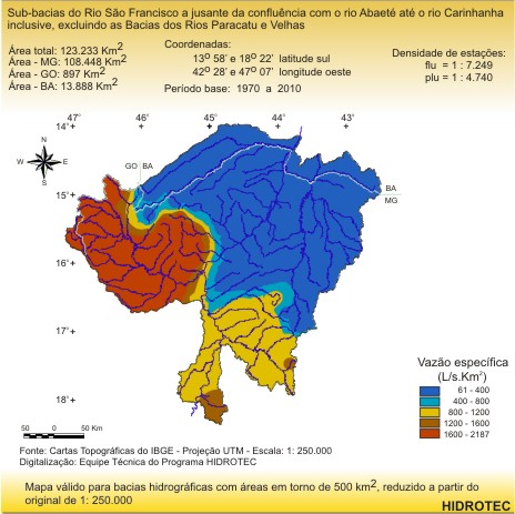 Figura 4 - Mapa da vazo especfica mxima diria anual para perodo de retorno de 50 anos