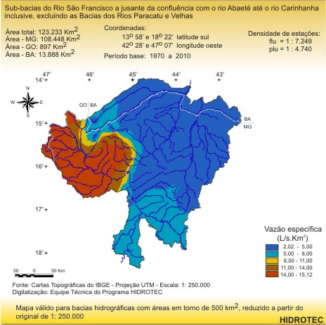 Figura 1 - Mapa da vazo especifica mdia de longo perodo