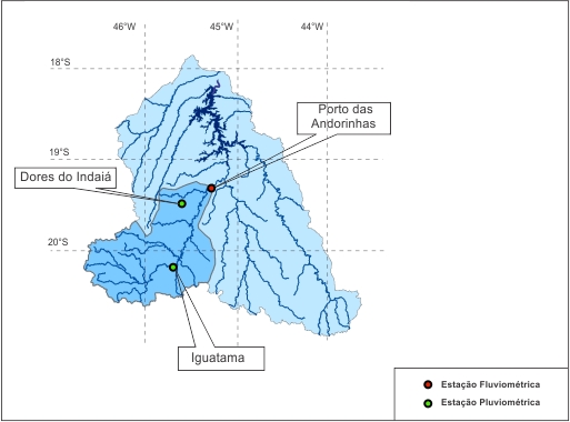 Figura 1 - Localizao da estao fluviomtrica e das estaes pluviomtricas, na bacia do rio das Velhas