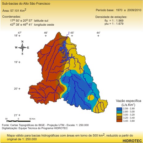 Figura 2 - Mapa da vazo especfica mnima de 7 dias de durao e perodo de retorno de 10 anos