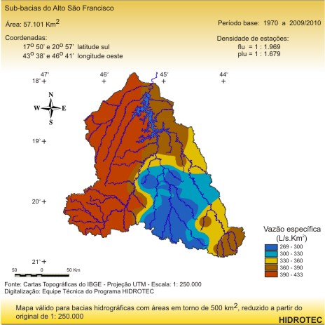 Figura 4 - Mapa da vazo especfica mxima diria anual para perodo de retorno de 50 anos