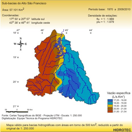 Figura 1 - Mapa da vazo especifica mdia de longo perodo