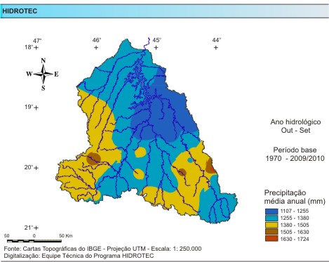 Figura 1 - Mapa da Precipitao Mdia Anual (mm/ano), da bacia do Alto So Francisco