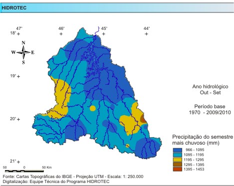 Figura 2 - Mapa da Precipitao do Semestre mais Chuvoso (mm), da bacia do Alto So Francisco