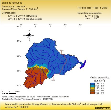 Figura 2 - Mapa da vazo especfica mnima de 7 dias de durao e perodo de retorno de 10 anos