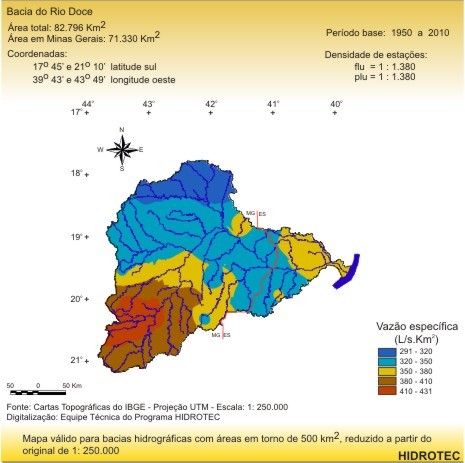 Figura 4 - Mapa da vazo especfica mxima diria anual para perodo de retorno de 50 anos