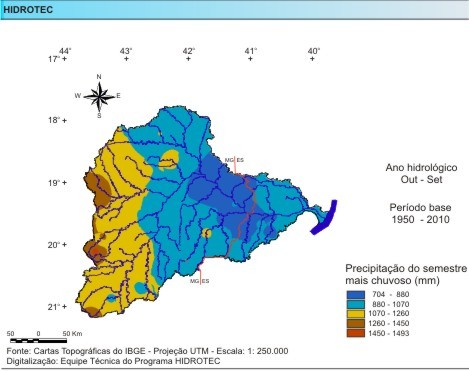 Figura 2 - Mapa da Precipitao do Semestre mais Chuvoso (mm)