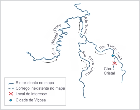 Figura 1- Croquis de localizao do local de interesse na rede hidrogrfica  do rio Piranga/Doce.