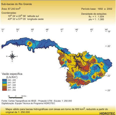 Figura 4 - Mapa da vazo especfica mxima diria anual para perodo de retorno de 50 anos