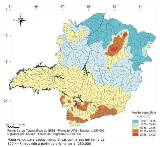 Figura 1 - Mapa da vazo especfica mdia de longo perodo. 