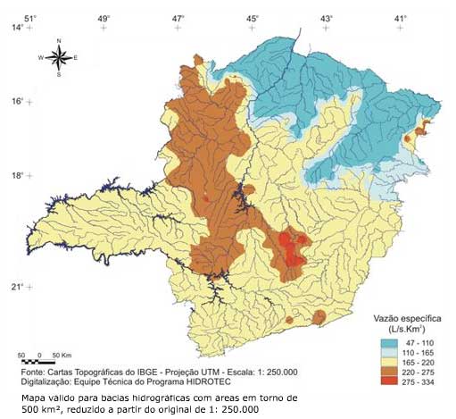 Figura 5 - Mapa da vazo especfica mxima diria anual para perodo de retorno de 10 anos.