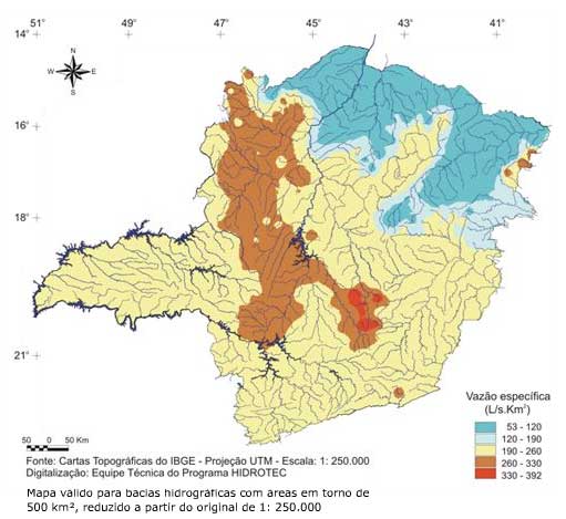 Figura 6 - Mapa da vazo especfica mxima diria anual para perodo de retorno de 20 anos.