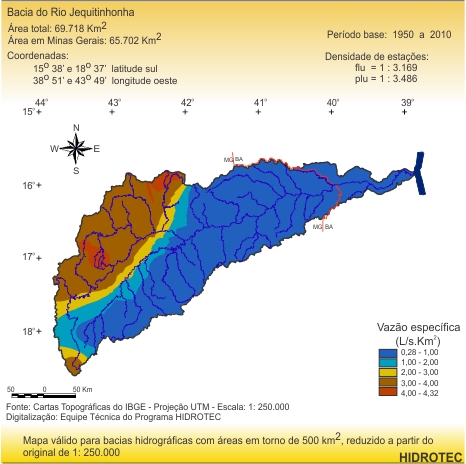 Figura 2 - Mapa da vazo especfica mnima de 7 dias de durao e perodo de retorno de 10 anos