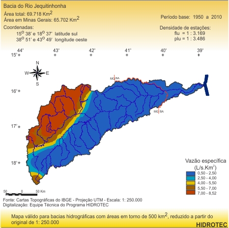 Figura 3 - Mapa da vazo de 95% da curva de permanncia