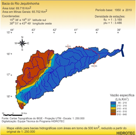 Figura 4 - Mapa da vazo especfica mxima diria anual para perodo de retorno de 50 anos