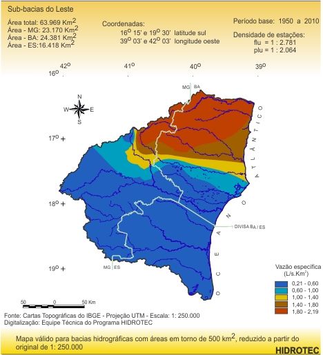 Figura 2 - Mapa da vazo especfica mnima de 7 dias de durao e perodo de retorno de 10 anos