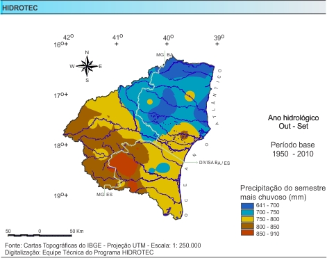 Figura 2 - Mapa da Precipitao do Semestre mais Chuvoso (mm)