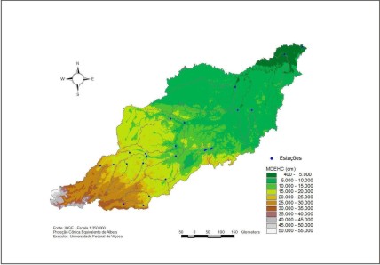 Figura 4 - Modelo digital de elevao para a regio hidrogrfica do rio Purus, regio Amaznica