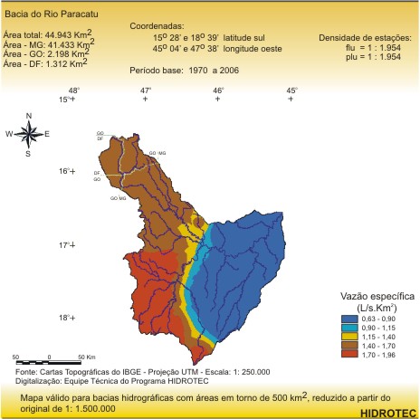 Figura 2 - Mapa da vazo especfica mnima de 7 dias de durao e perodo de retorno de 10 anos