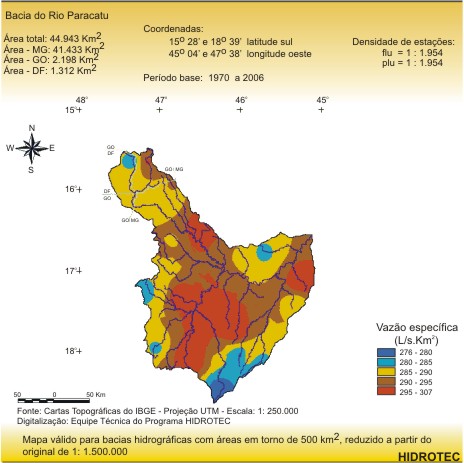 Figura 4 - Mapa da vazo especfica mxima diria anual para perodo de retorno de 50 anos