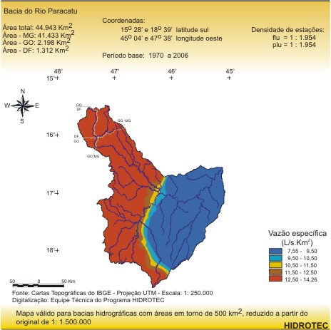 Figura 1 - Mapa da vazo especifica mdia de longo perodo
