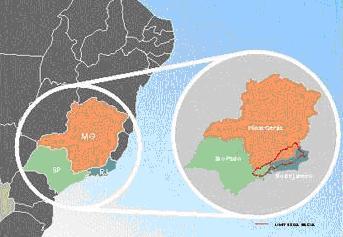 Figura 1- Mapa de localizaao da bacia do rio Paraiba do Sul