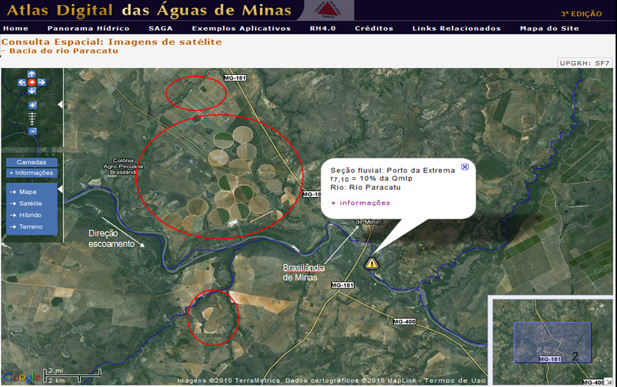 Figura 3 - Localizao das sees fluviais (estaes) que apresentaram baixa capacidade de<br /> regularizao natural na bacia do rio Paracatu