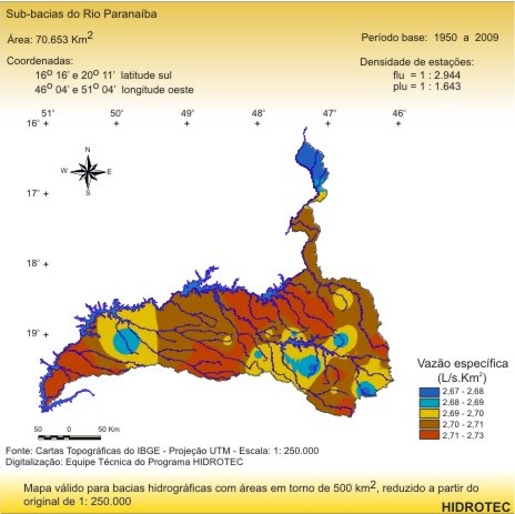 Figura 2 - Mapa da vazo especfica mnima de 7 dias de durao e perodo de retorno de 10 anos