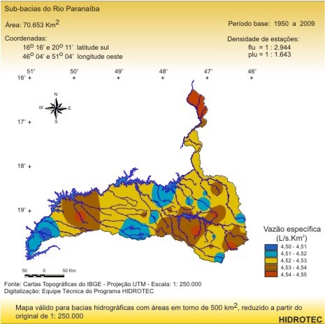 Figura 3 - Mapa da vazo de 95% da curva de permanncia