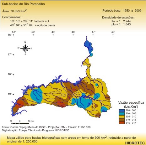 Figura 4 - Mapa da vazo especfica mxima diria anual para perodo de retorno de 50 anos