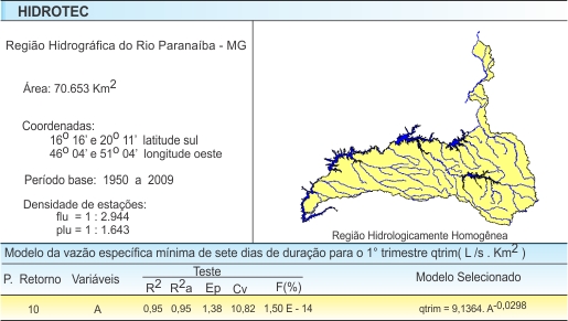 Figura 6 - Modelo da vazo especfica mnima de sete dias de durao e perodo de retorno de 10 anos para o 1 trimestre do ano civil (Janeiro - Maro)