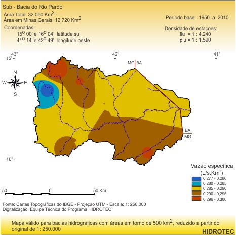 Figura 2 - Mapa da vazo especfica mnima de 7 dias de durao e perodo de retorno de 10 anos