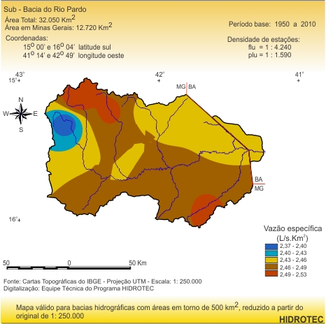 Figura 1 - Mapa da vazo especifica mdia de longo perodo