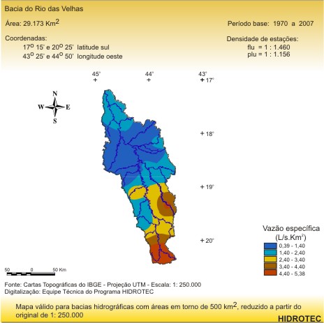 Figura 2 - Mapa da vazo especfica mnima de 7 dias de durao e perodo de retorno de 10 anos