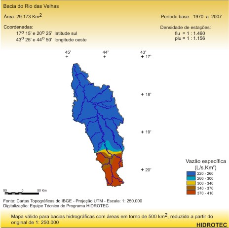 Figura 4 - Mapa da vazo especfica mxima diria anual para perodo de retorno de 50 anos